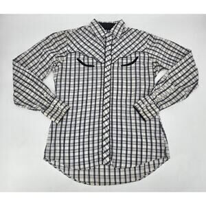 Vintage Western Plaid Button Down Shirt‎ M Ranchwear Black Cream Kenny Rogers